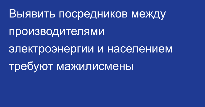 Выявить посредников между производителями электроэнергии и населением требуют мажилисмены