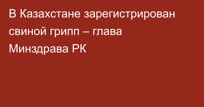 В Казахстане зарегистрирован свиной грипп – глава Минздрава РК