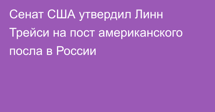 Сенат США утвердил Линн Трейси на пост американского посла в России