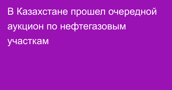 В Казахстане прошел очередной аукцион по нефтегазовым участкам