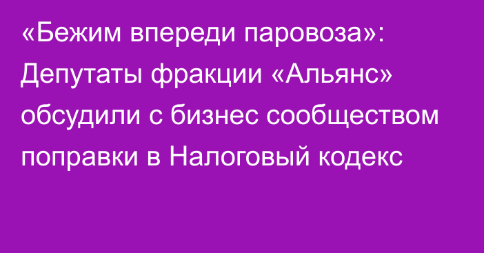 «Бежим впереди паровоза»: Депутаты фракции «Альянс» обсудили с бизнес сообществом поправки в Налоговый кодекс