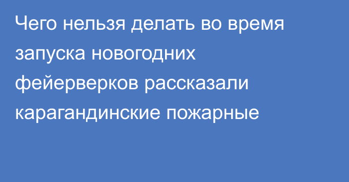 Чего нельзя делать во время запуска новогодних фейерверков рассказали карагандинские пожарные