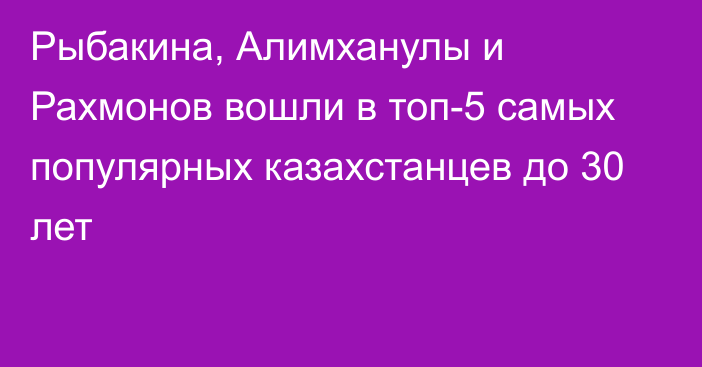 Рыбакина, Алимханулы и Рахмонов вошли в топ-5 самых популярных казахстанцев до 30 лет