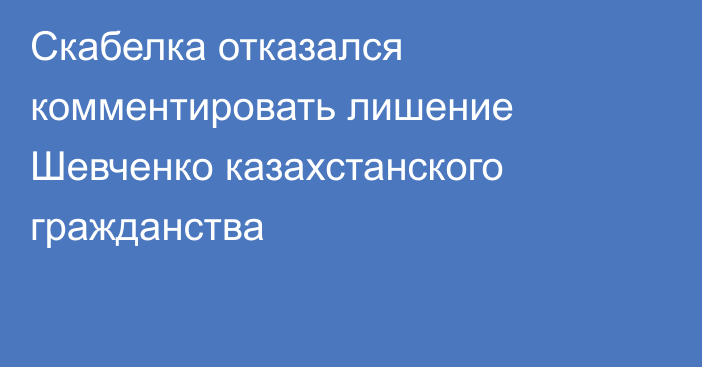 Скабелка отказался комментировать лишение Шевченко казахстанского гражданства