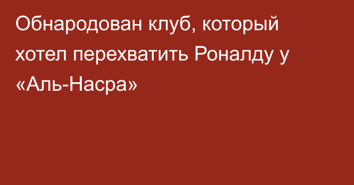 Обнародован клуб, который хотел перехватить Роналду у «Аль-Насра»