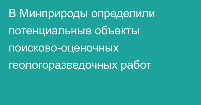 В Минприроды определили потенциальные объекты поисково-оценочных геологоразведочных работ