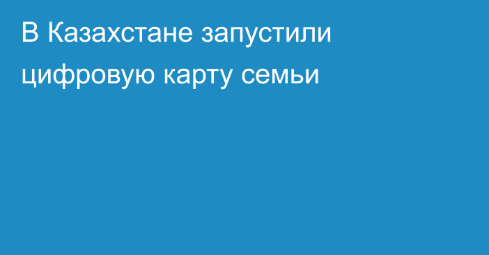 В Казахстане запустили цифровую карту семьи