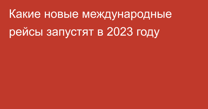 Какие новые международные рейсы запустят в 2023 году