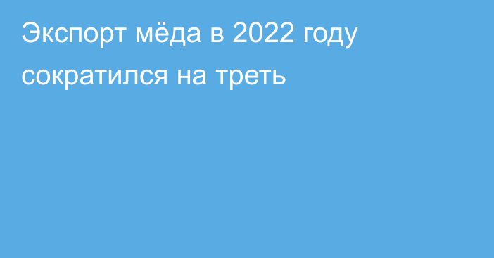 Экспорт мёда в 2022 году сократился на треть