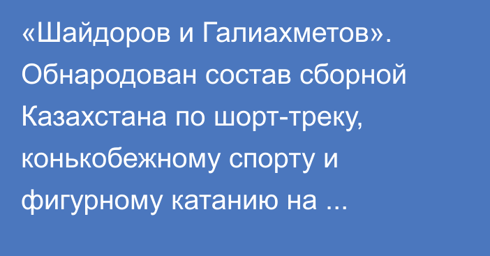 «Шайдоров и Галиахметов». Обнародован состав сборной Казахстана по шорт-треку, конькобежному спорту и фигурному катанию на Универсиаду-2023