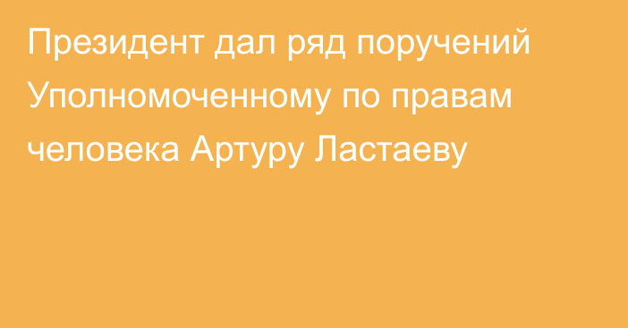 Президент дал ряд поручений Уполномоченному по правам человека Артуру Ластаеву