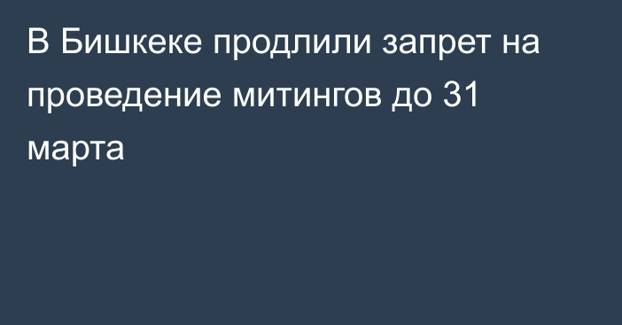 В Бишкеке продлили запрет на проведение митингов до 31 марта