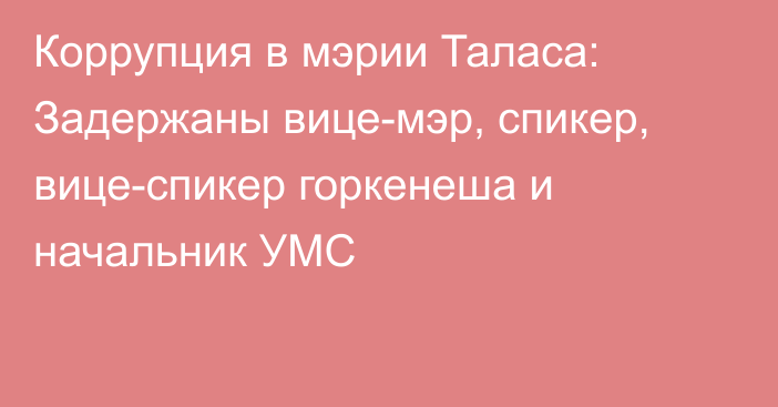 Коррупция в мэрии Таласа: Задержаны вице-мэр, спикер, вице-спикер горкенеша и начальник УМС