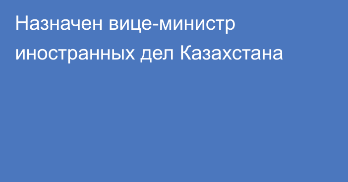 Назначен вице-министр иностранных дел Казахстана