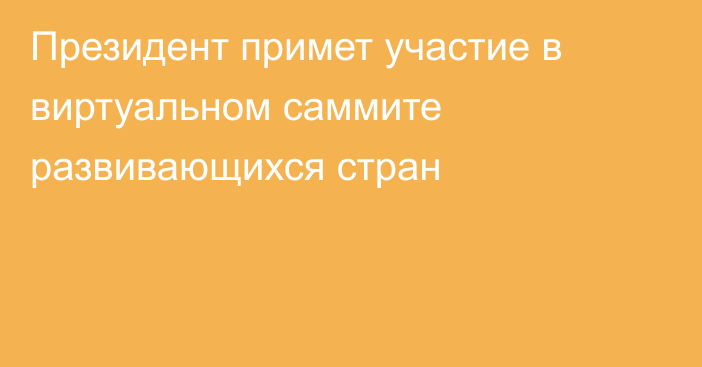 Президент примет участие в виртуальном саммите развивающихся стран