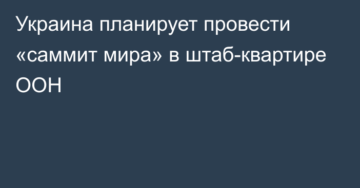 Украина планирует провести «саммит мира» в штаб-квартире ООН