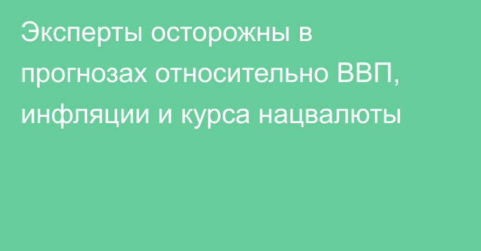 Эксперты осторожны в прогнозах относительно ВВП, инфляции и курса нацвалюты