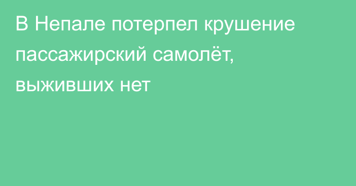 В Непале потерпел крушение пассажирский самолёт, выживших нет