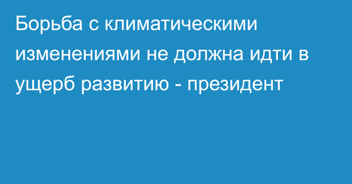 Борьба с климатическими изменениями не должна идти в ущерб развитию - президент