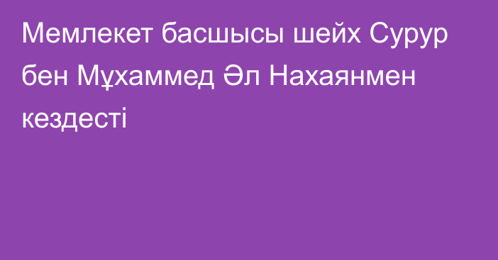 Мемлекет басшысы шейх Сурур бен Мұхаммед Әл Нахаянмен кездесті