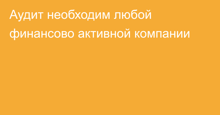 Аудит необходим любой финансово активной компании