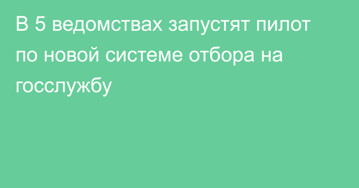 В 5 ведомствах запустят пилот по новой системе отбора на госслужбу