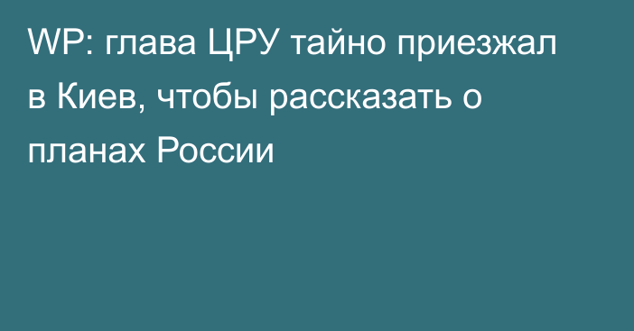 WР: глава ЦРУ тайно приезжал в Киев, чтобы рассказать о планах России