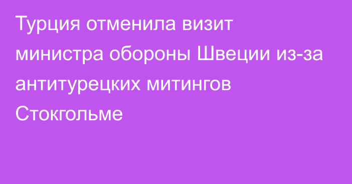 Турция отменила визит министра обороны Швеции из-за антитурецких митингов Стокгольме