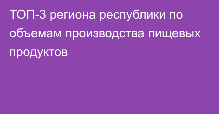 ТОП-3 региона республики по объемам производства пищевых продуктов