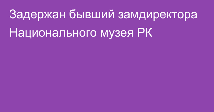 Задержан бывший замдиректора Национального музея РК