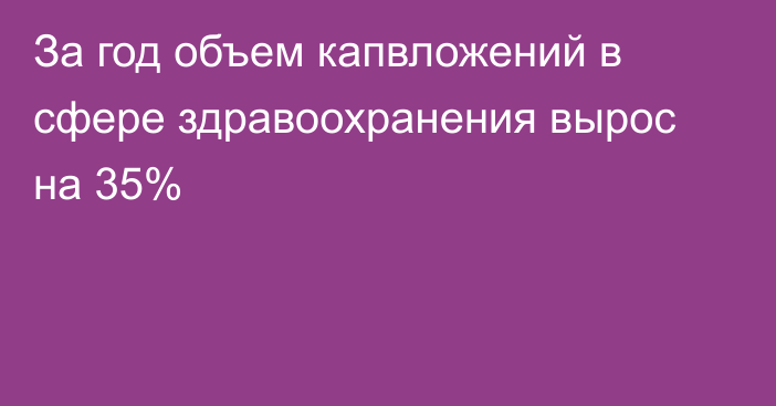 За год объем капвложений в сфере здравоохранения вырос на 35%