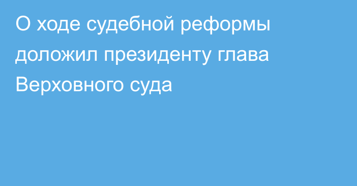 О ходе судебной реформы доложил президенту глава Верховного суда