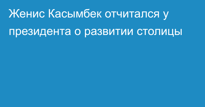 Женис Касымбек отчитался у президента о развитии столицы