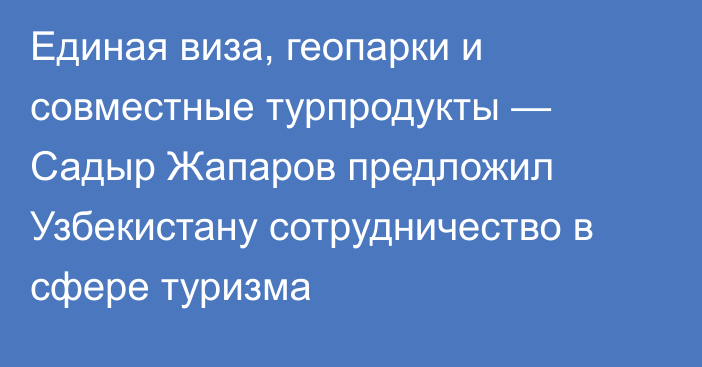 Единая виза, геопарки и совместные турпродукты — Садыр Жапаров предложил Узбекистану сотрудничество в сфере туризма 