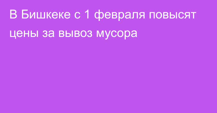 В Бишкеке с 1 февраля повысят цены за вывоз мусора