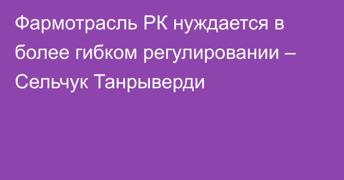 Фармотрасль РК нуждается в более гибком регулировании – Сельчук Танрыверди