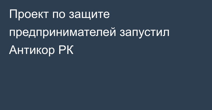 Проект по защите предпринимателей запустил Антикор РК