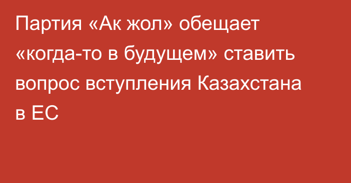 Партия «Ак жол» обещает «когда-то в будущем» ставить вопрос вступления Казахстана в ЕС