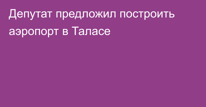 Депутат предложил построить аэропорт в Таласе