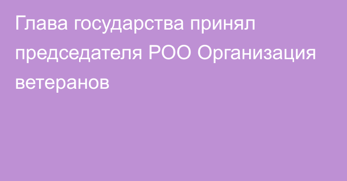 Глава государства принял председателя РОО Организация ветеранов