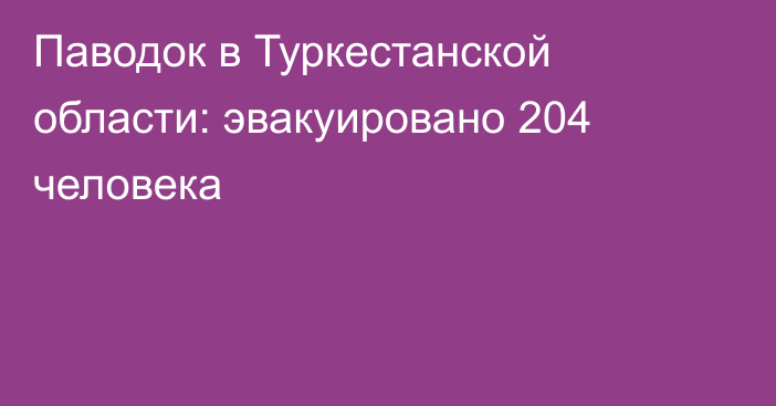 Паводок в Туркестанской области: эвакуировано 204 человека