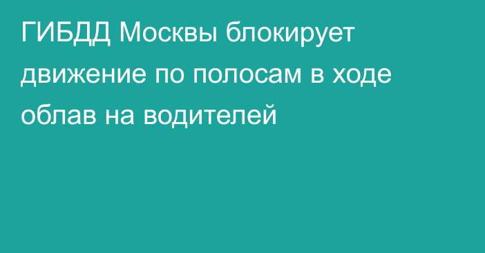 ГИБДД Москвы блокирует движение по полосам в ходе облав на водителей