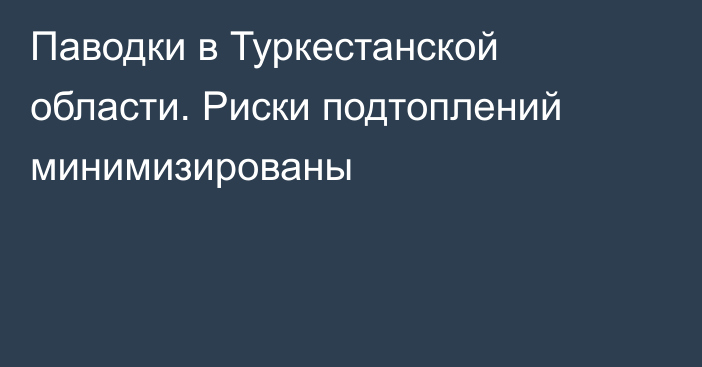 Паводки в Туркестанской области. Риски подтоплений минимизированы