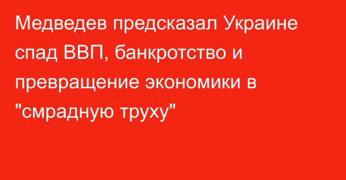 Медведев предсказал Украине спад ВВП, банкротство и превращение экономики в 