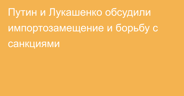 Путин и Лукашенко обсудили импортозамещение и борьбу с санкциями