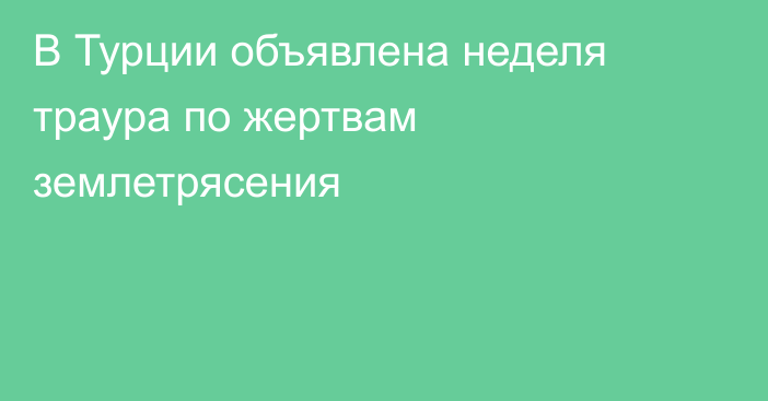 В Турции объявлена неделя траура по жертвам землетрясения