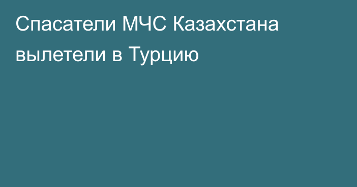 Спасатели МЧС Казахстана вылетели в Турцию