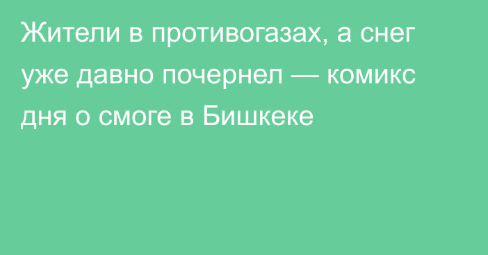 Жители в противогазах, а снег уже давно почернел — комикс дня о смоге в Бишкеке