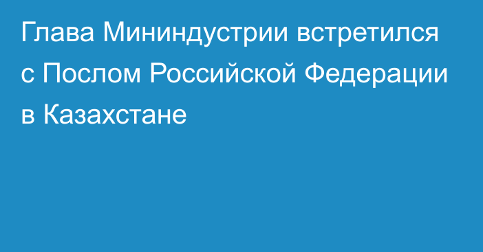 Глава Мининдустрии встретился с Послом Российской Федерации в Казахстане