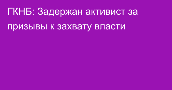 ГКНБ: Задержан активист за призывы к захвату власти